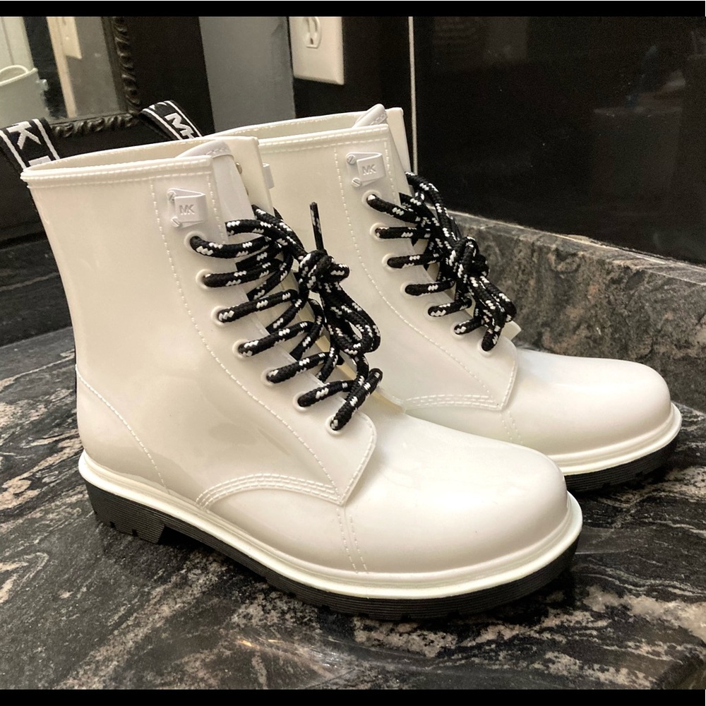 MICHAEL KORS Tavie Rain Bootie Optic White
